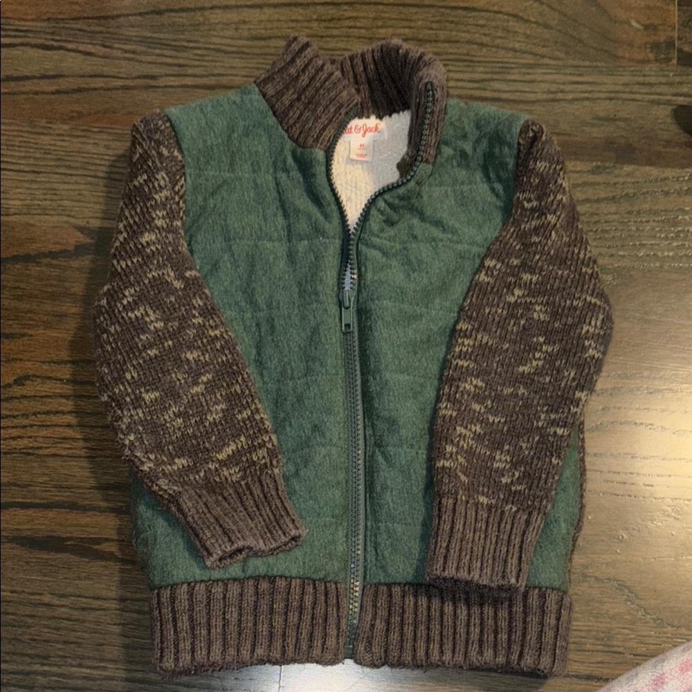 Cozy Green and Brown Knit Jacket